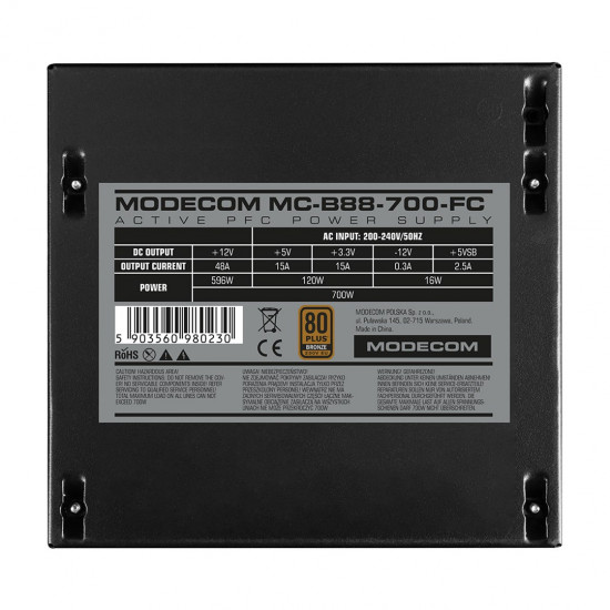 MODECOM Power Supply MC-B88-700-FC 80+ BRONZE 230V EU 700W BULK