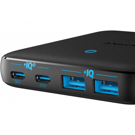 Anker 543 PowerPort Atom III Charger 65W Slim 4-Port GaN 1 x USB-C 45W 1 x USB-C 20W 2 x USB-A