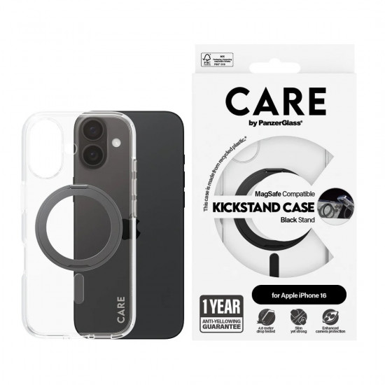 CARE Feature Case | Back cover | Apple | iPhone 16 | Recycled plastic | Transparent | MagSafe