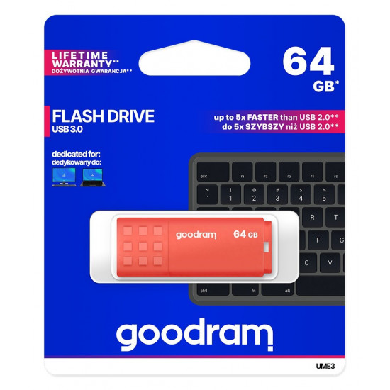 Goodram UME3-0640O0R11 USB flash drive 64 GB USB Type-A 3.2 Gen 1 (3.1 Gen 1) Orange