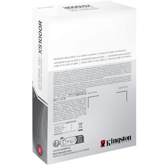 2TB Kingston XS1000 USB 3.2 Gen2 Red