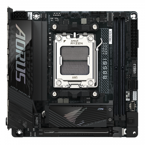 Gigabyte B850I AORUS PRO | Processor family AMD | Processor socket AM5 | DDR5 | Supported hard disk drive interfaces SATA, M.2 | Number of SATA connectors 2