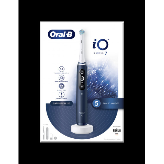 Oral-B | Electric Toothbrush | iO7 Series | Rechargeable | For adults | Number of brush heads included 1 | Number of teeth brushing modes 5 | Saphire Blue