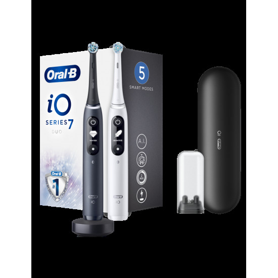 Oral-B Electric toothbrush | iO 7 Duo Pack | Rechargeable | For adults | Number of brush heads included 2 | Number of teeth brushing modes 5 | White/Black Onyx