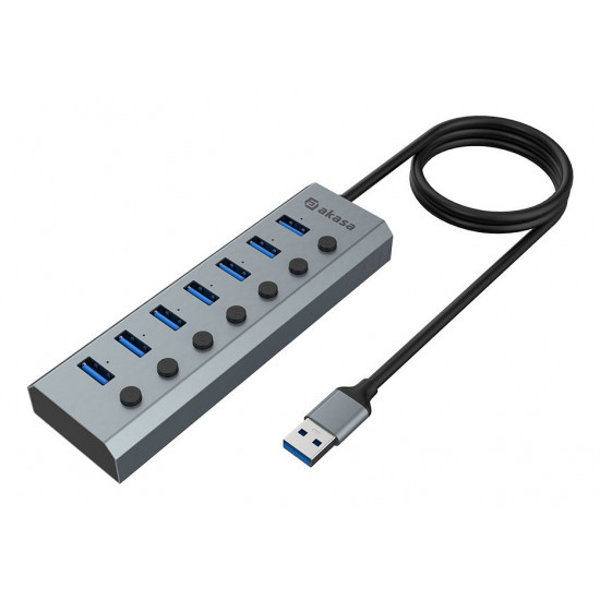 Akasa AK-HB-21BKCM interface hub USB 3.2 Gen 1 (3.1 Gen 1) Type-A 5000 Mbit/s Aluminium