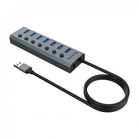 Akasa AK-HB-21BKCM interface hub USB 3.2 Gen 1 (3.1 Gen 1) Type-A 5000 Mbit/s Aluminium