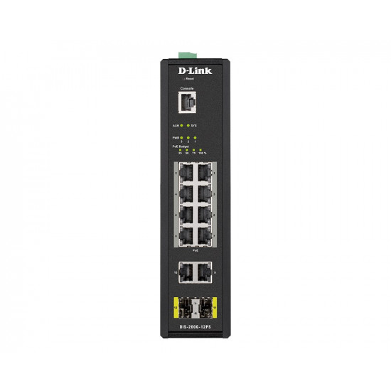 D-Link DIS-200G-12PS network switch Managed L2 Gigabit Ethernet (10/100/1000) Power over Ethernet (PoE) Black