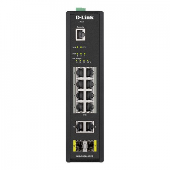 D-Link DIS-200G-12PS network switch Managed L2 Gigabit Ethernet (10/100/1000) Power over Ethernet (PoE) Black