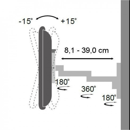 Techly 13-30 Wall Bracket for LED TV LCD Tilting 3 Joints Silver ICA-LCD 104