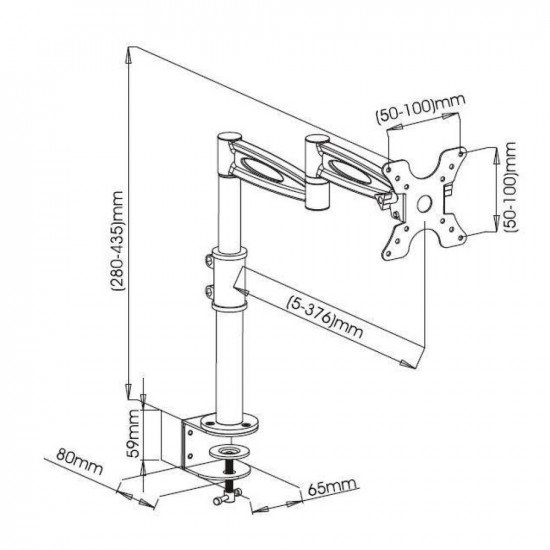 Techly 13-27 Desk Stand for Monitor Long Arm Tilt ICA-LCD 502BK