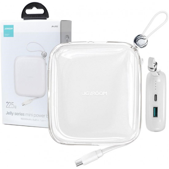 Powerbank Joyroom Jelly Series JR-L002 10000mAh 22.5W PD QC with 1x USB-A cable 1x USB-C white