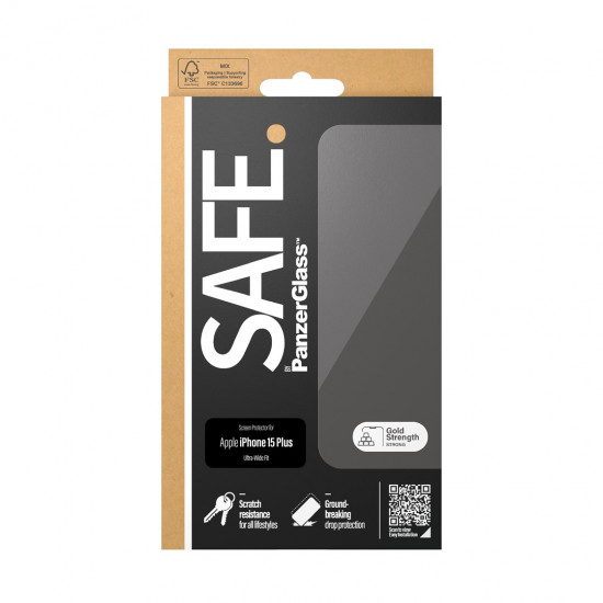 PanzerGlass SAFE. by ® Screen Protector iPhone 15 Plus | Ultra-Wide Fit