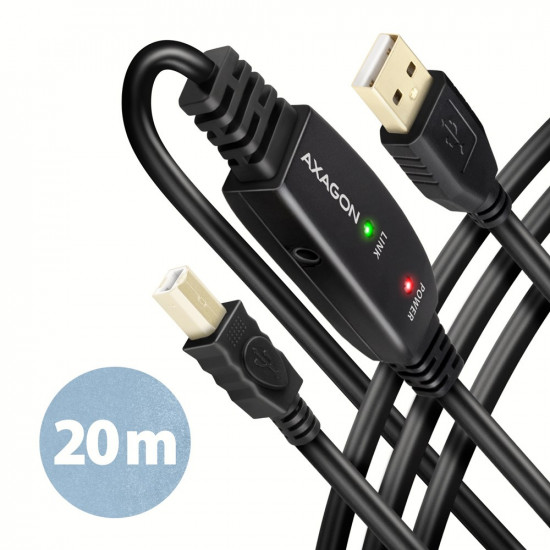 AXAGON ADR-220B Active USB 2.0 Connection Cable, USB-A to USB-B - 20m