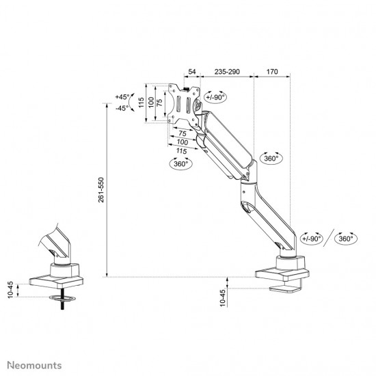 Neomounts desk monitor arm for curved ultra-wide screens