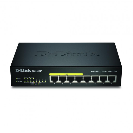 D-Link DGS-1008P/E network switch Unmanaged L2 Power over Ethernet (PoE) Black