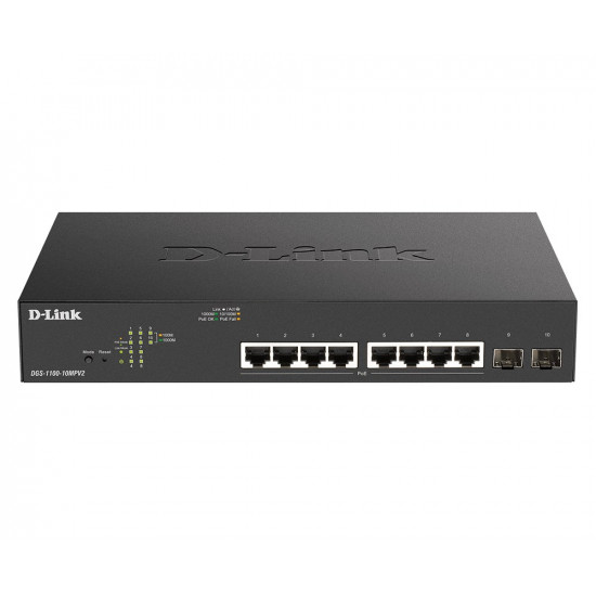 D-Link DGS-1100-10MPV2 network switch Managed L2 Gigabit Ethernet (10/100/1000) Power over Ethernet (PoE) 1U Black