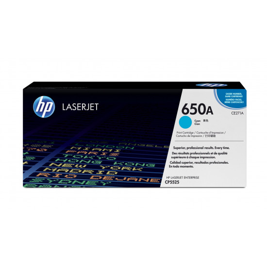 HP 650A Cyan Original LaserJet Toner Cartridge