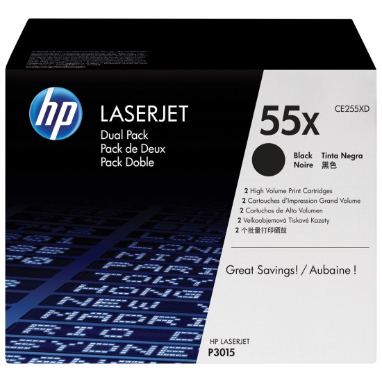 HP 55X 2-pack High Yield Black Original LaserJet Toner Cartridges