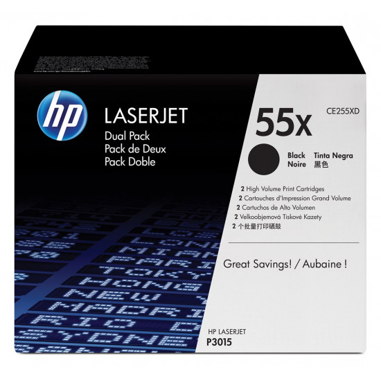 HP 55X 2-pack High Yield Black Original LaserJet Toner Cartridges