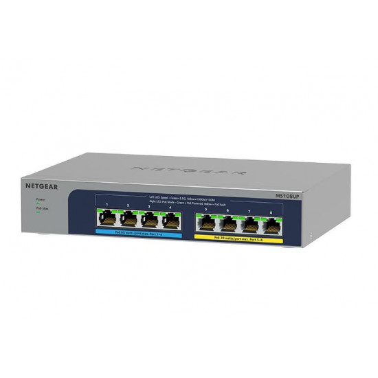 NETGEAR MS108UP Unmanaged 2.5G Ethernet (100/1000/2500) Power over Ethernet (PoE)