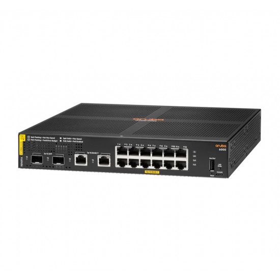 HPE Aruba Networking Aruba 6000 12G Class4 PoE 2G/2SFP 139W Managed L3 Gigabit Ethernet (10/100/1000) Power over Ethernet (PoE) 1U