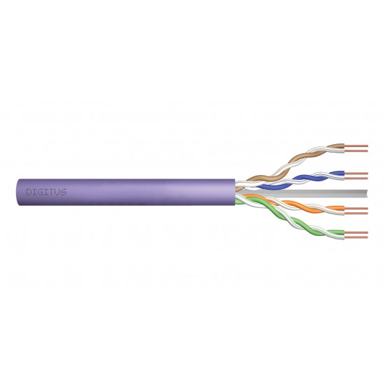 Kabel instalacyjny DIGITUS kat.6, U/UTP, B2ca, AWG 23/1, LSOH, 100m, fioletowy,