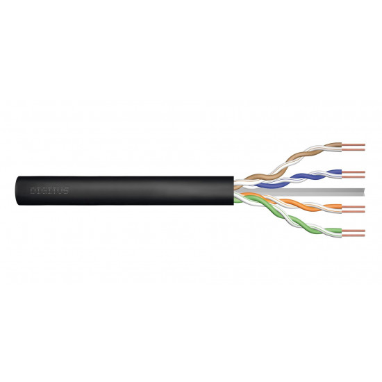 Gel-filled outdoor installation cable DIGITUS cat.6, U/UTP, AWG 23/1, PE, 305m, black, reel