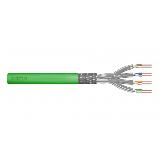 Installation cable DIGITUS cat.8.2, S/FTP, Dca, AWG 22/1, LSOH, 50m, green, reel