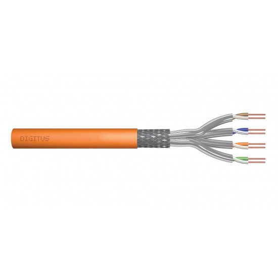 DIGITUS Cat.7 Installation Cable, S/FTP, Dca, AWG 23/1, LSOH, 50m, orange