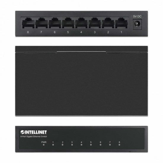 Intellinet 8-Port Gigabit Ethernet Switch, Metal, Box