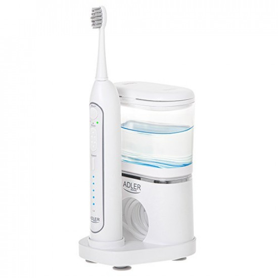 Adler | 2-in-1 Water Flossing Sonic Brush | AD 2180w | Rechargeable | For adults | Number of brush heads included 2 | Number of teeth brushing modes 1 | White