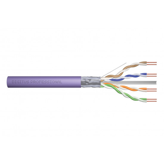 Kabel instalacyjny DIGITUS kat.6, F/UTP, B2ca, AWG 23/1, LSOH, 100m, fioletowy