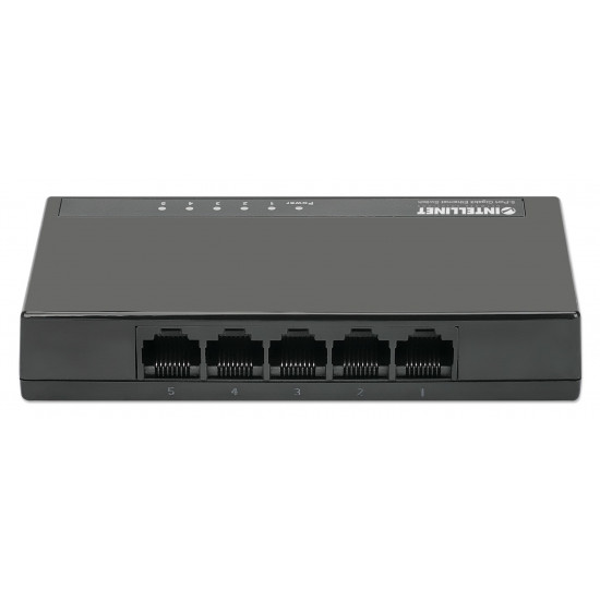 Intellinet 5-Port Gigabit Ethernet Switch Desktop Size, Plastic, IEEE 802.3az (Energy Efficient Ethernet), Black