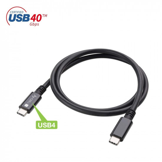 Techly USB 4 Gen 3 Type-C™ Cable M/M E-Mark 8K 40Gbps 100W PD 0,8m Black