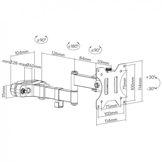 Techly Bracket for Pole Fixing TV LED/LCD 17-32 Black