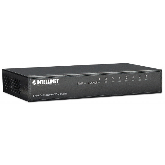 Intellinet 8-Port Fast Ethernet Office Switch, Desktop Size, Metal, IEEE 802.3az (Energy Efficient Ethernet), Box