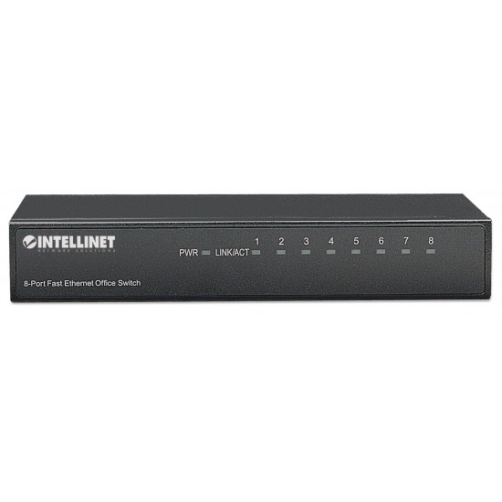 Intellinet 8-Port Fast Ethernet Office Switch, Desktop Size, Metal, IEEE 802.3az (Energy Efficient Ethernet), Box