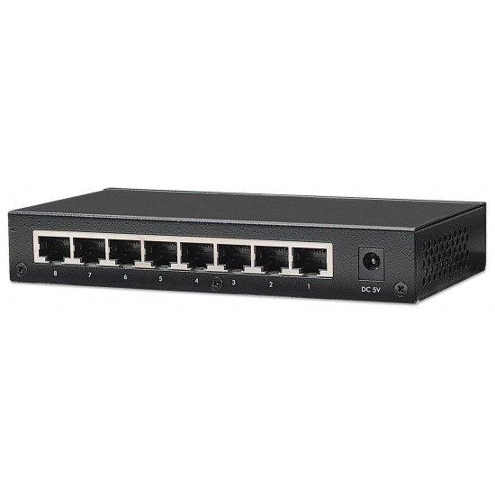 Intellinet 8-Port Fast Ethernet Office Switch, Desktop Size, Metal, IEEE 802.3az (Energy Efficient Ethernet), Box