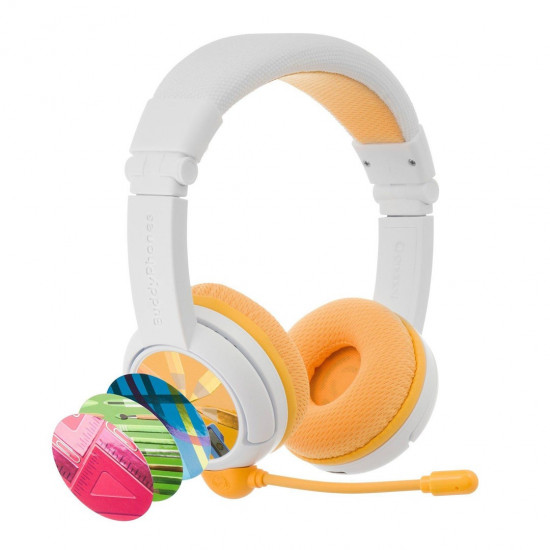 BuddyPhones School+ Headset Wired & Wireless Head-band Calls/Music USB Type-C Bluetooth White, Yellow