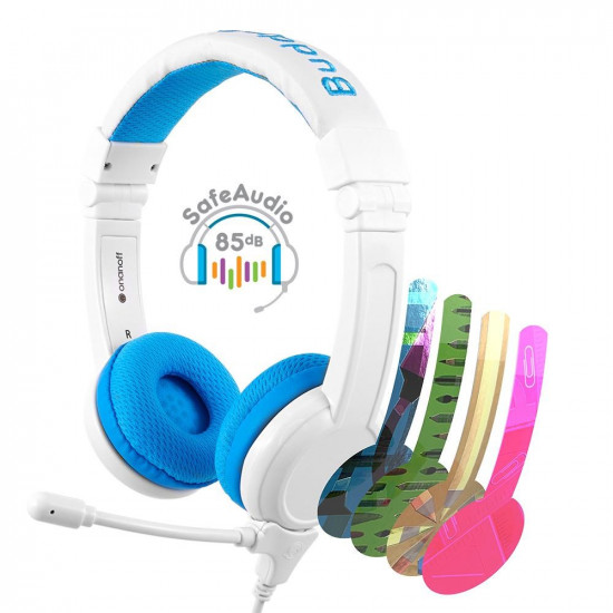 BuddyPhones School+ Headset Wired Head-band Calls/Music Blue, White