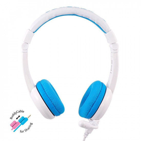 BuddyPhones School+ Headset Wired Head-band Calls/Music Blue, White