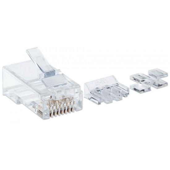 Intellinet RJ45 Modular Plugs Pro Line, Cat6A, UTP, 3-prong, for solid wire, 50 µ gold-plated contacts, 80 pack