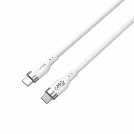 HYPER HyperJuice 240W Silicone USB-C to USB-C Cable (6ft/2m) - White