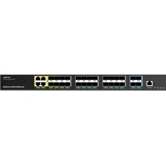 Grandstream GWN 7831 24x SFP, 4x SFP+, 4x GbE combo, L3 Managed Switch | Web | L3 Aggregation Switches