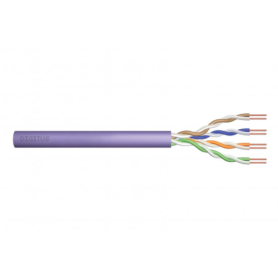 DIGITUS Cat.6 Installation Cable, U/UTP, Eca, AWG 24/1, PVC, 305m, Purple, Cardboard