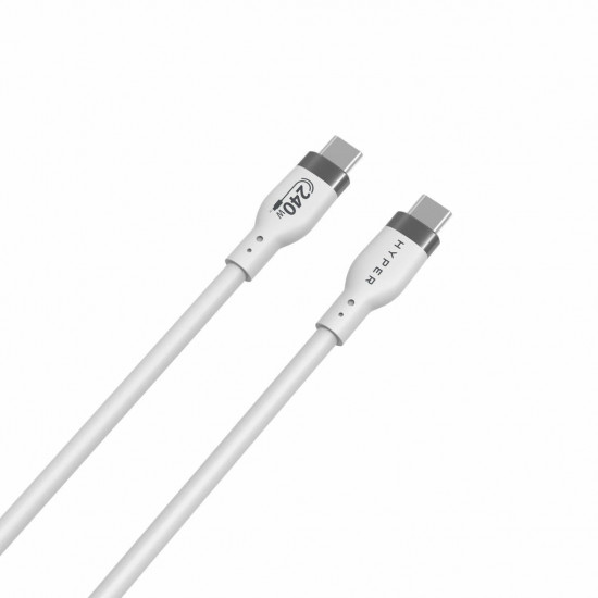 HYPER HyperJuice 240W Silicone USB-C to USB-C Cable (3ft/1m) - White