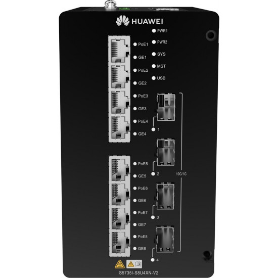 Huawei CloudEngine S5735I-S8U4XN-V2 Managed Gigabit Ethernet (10/100/1000) Power over Ethernet (PoE) Black