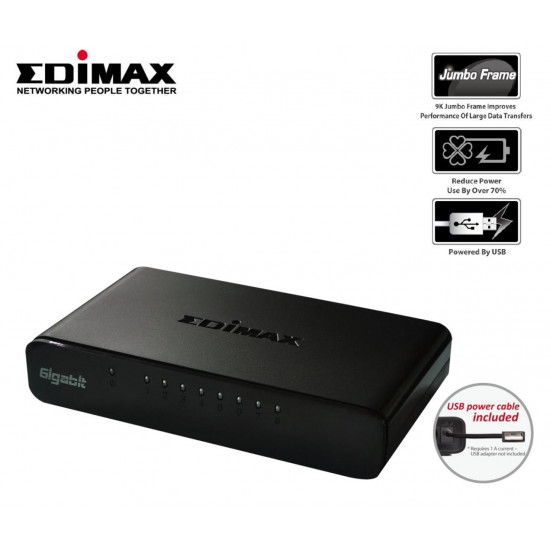 Edimax ES-5800G V3 network switch Unmanaged Gigabit Ethernet (10/100/1000) Black