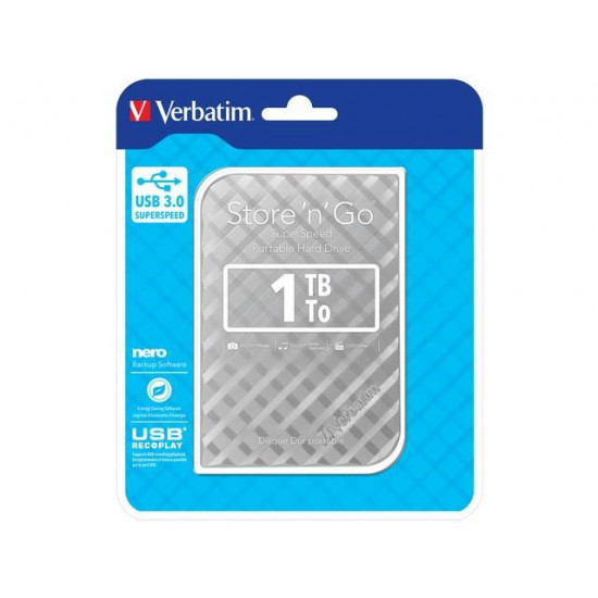 Verbatim Store 'n' Go USB 3.0 Hard Drive 1TB Silver