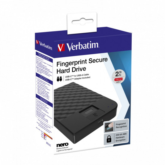 Verbatim Fingerprint Secure Portable Hard Drive 2TB